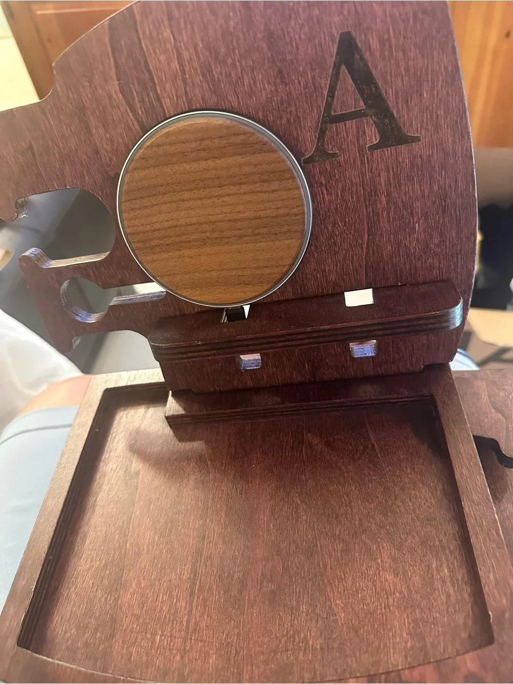 Monogrammed Wooden Valet Docking Station for phones. Apple Watch. Keys. Glasses